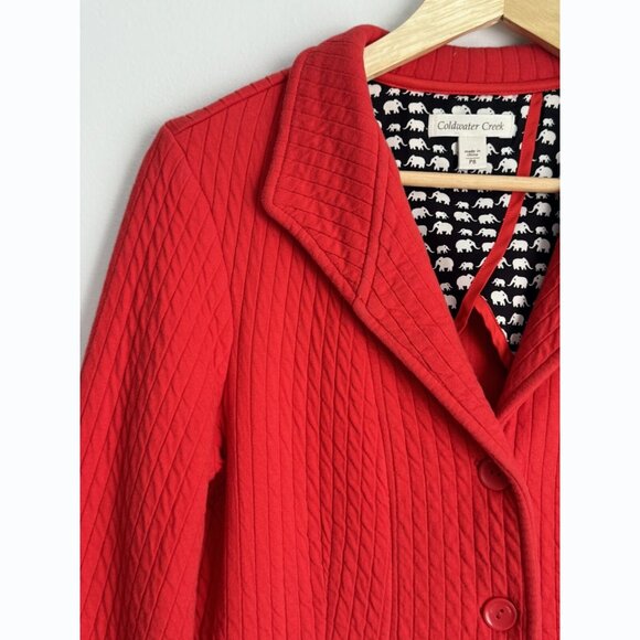 Coldwater Creek Womens 8 Petite Quilted Red Peplum Blazer Jacket Cottagecore - Picture 7 of 11